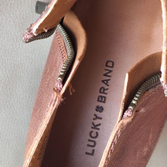 Lucky Brand Basel Booties Toffee Side Zip 1.5" Block Heel Round Toe 10W *WIDE* - Picture 12 of 16